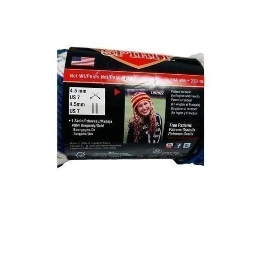 Red Heart Team Spirit Knitting Yarn blue royal 0947 white 4M 5oz with pattern in